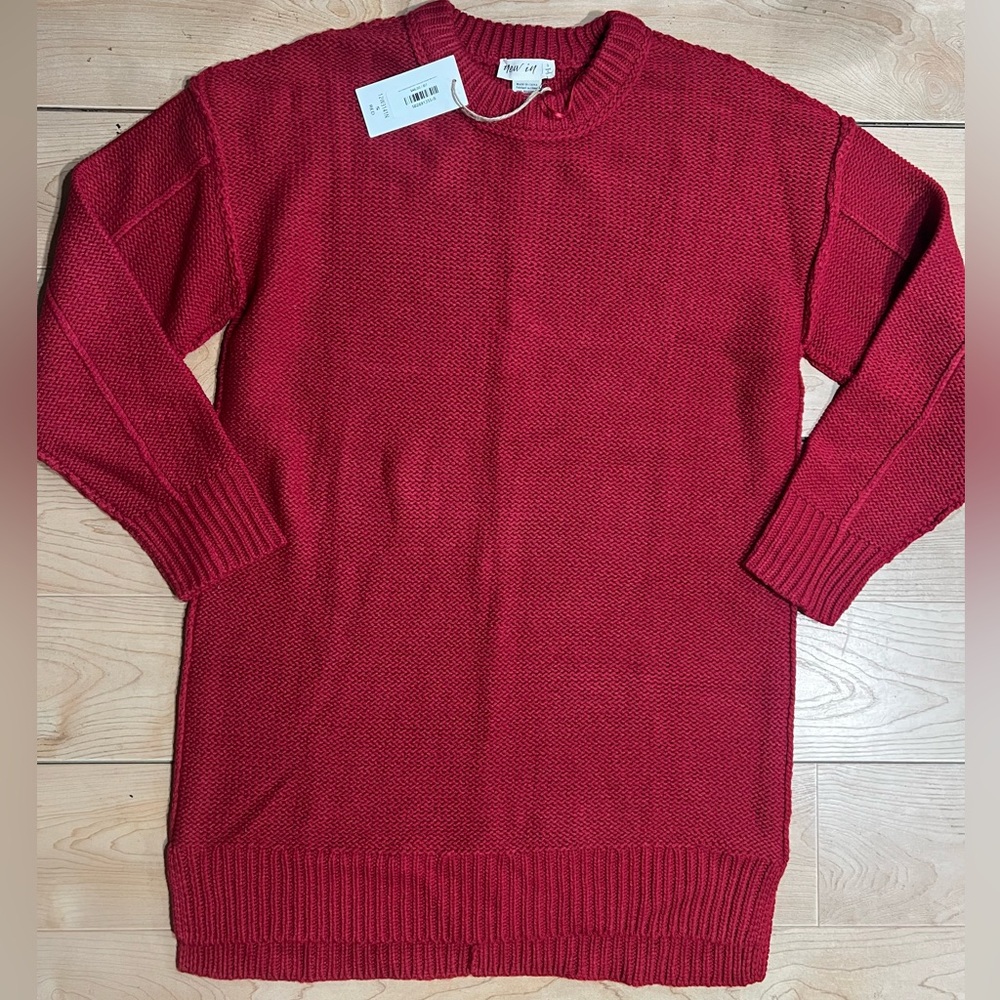 Women's Classic Red Crew Neck Sweater